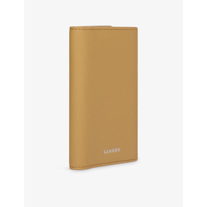 Sandro leather cardholder logo embossed multiple card slots - British product