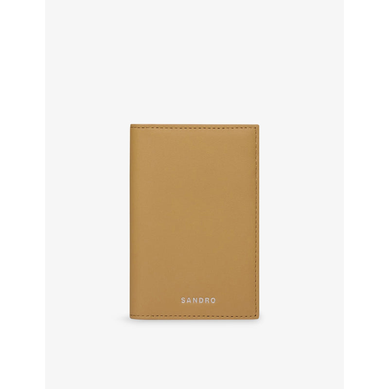 Sandro leather cardholder logo embossed multiple card slots - British product