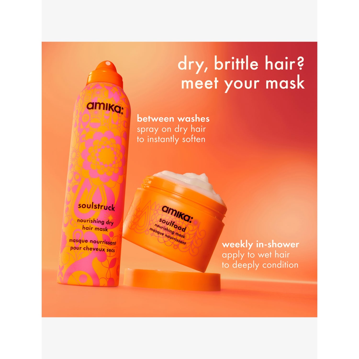 Amika Soulstruck leave-in dry hair mask 200ml, imported from the UK