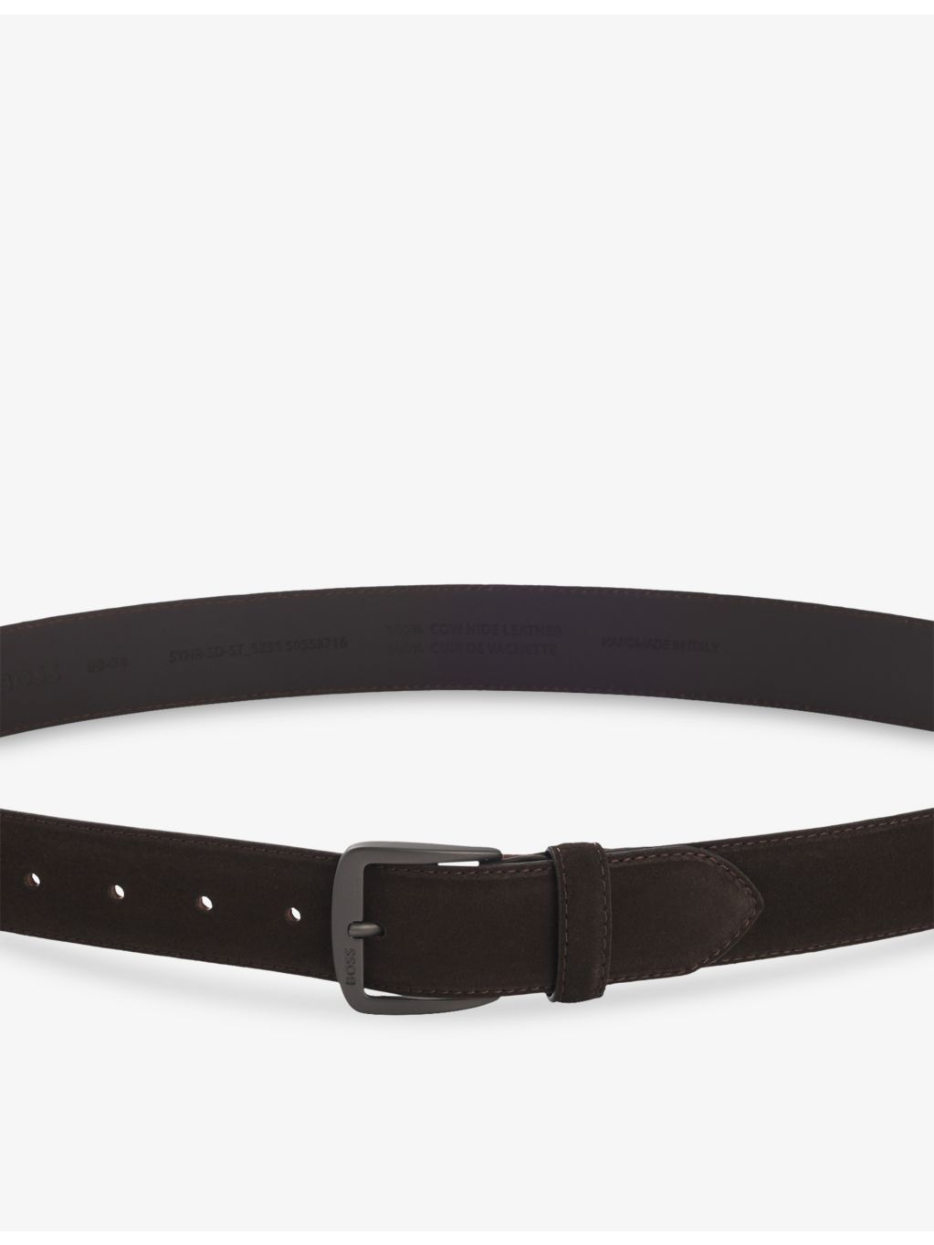 BOSS suede belt with logo-engraved buckle, UK version