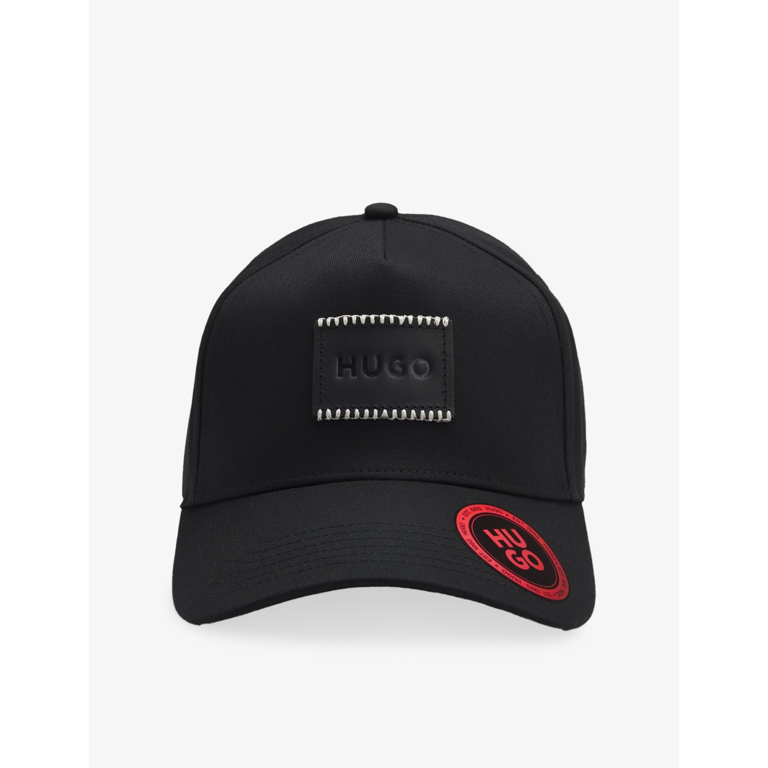 HUGO cotton baseball cap with leather brand patch, UK version