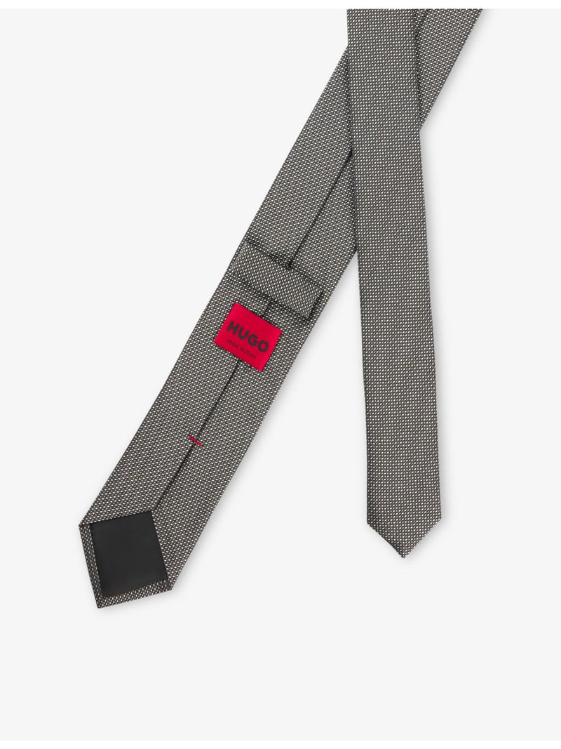 HUGO geometric-pattern silk tie 6cm wide, UK version