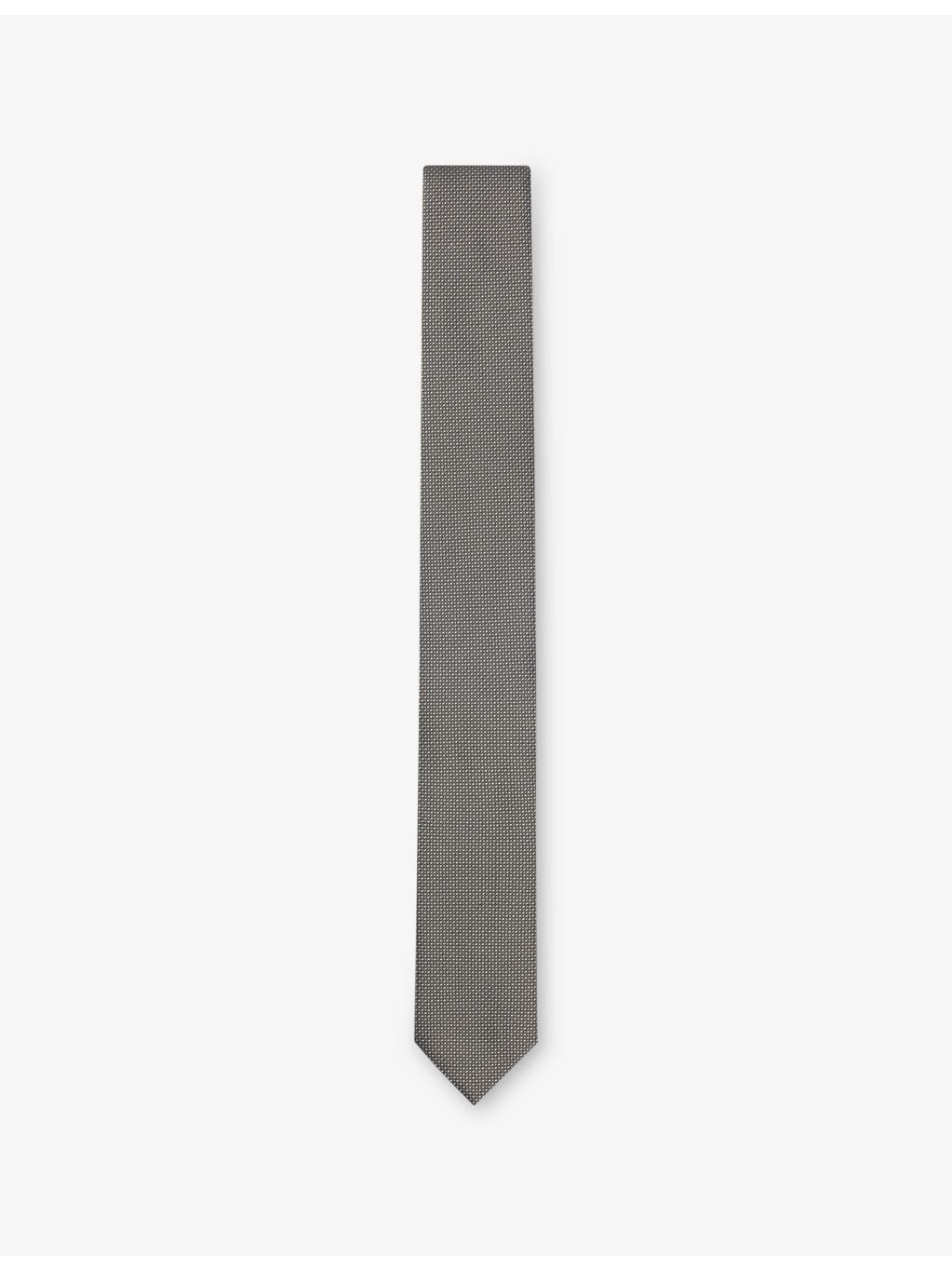 HUGO geometric-pattern silk tie 6cm wide, UK version