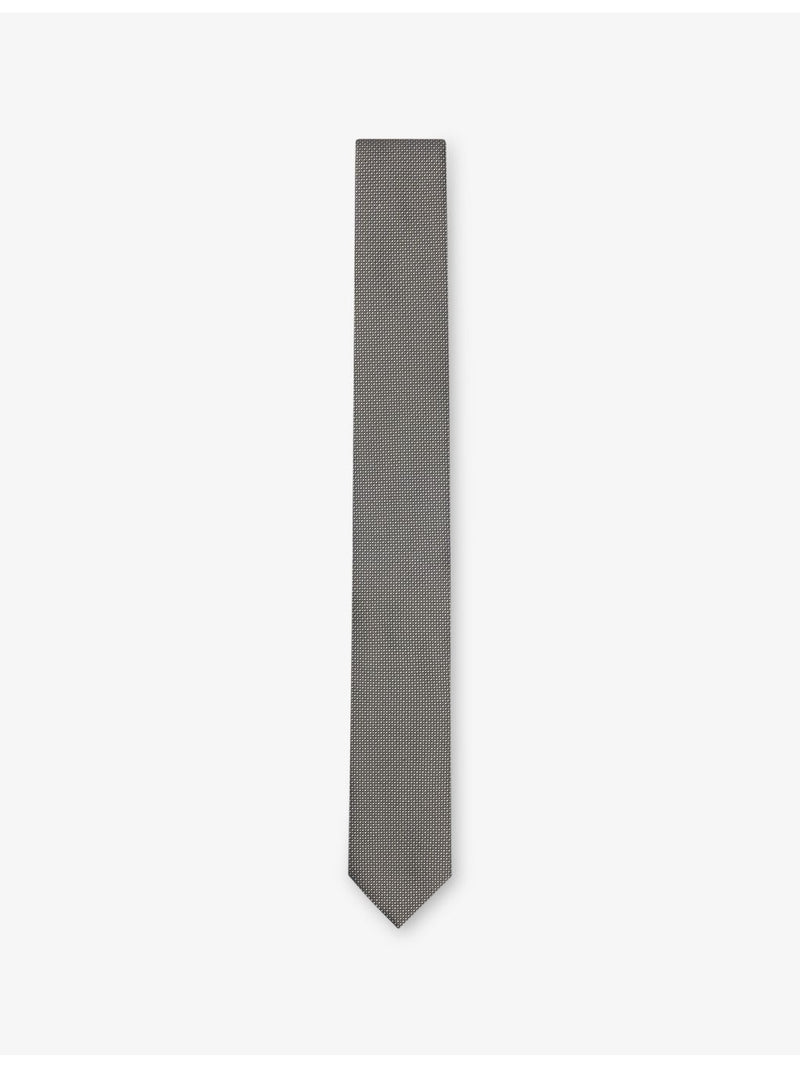 HUGO geometric-pattern silk tie 6cm wide, UK version