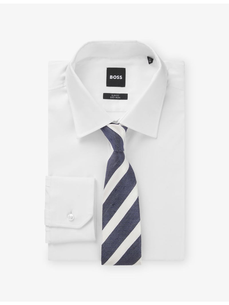 BOSS striped linen and silk-blend tie 6cm - British product