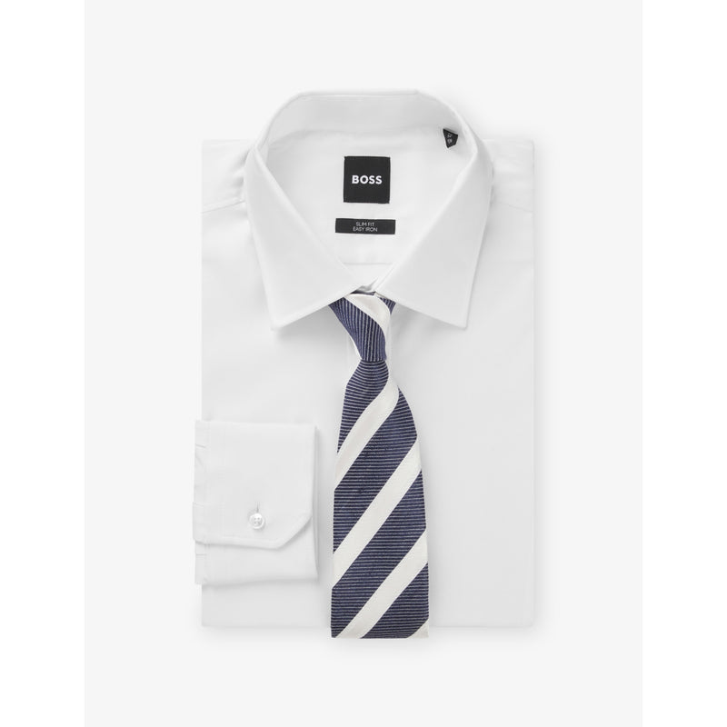 BOSS striped linen and silk-blend tie 6cm - British product