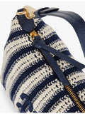 Miu Miu striped cotton crochet handbag with embroidered logo - British product