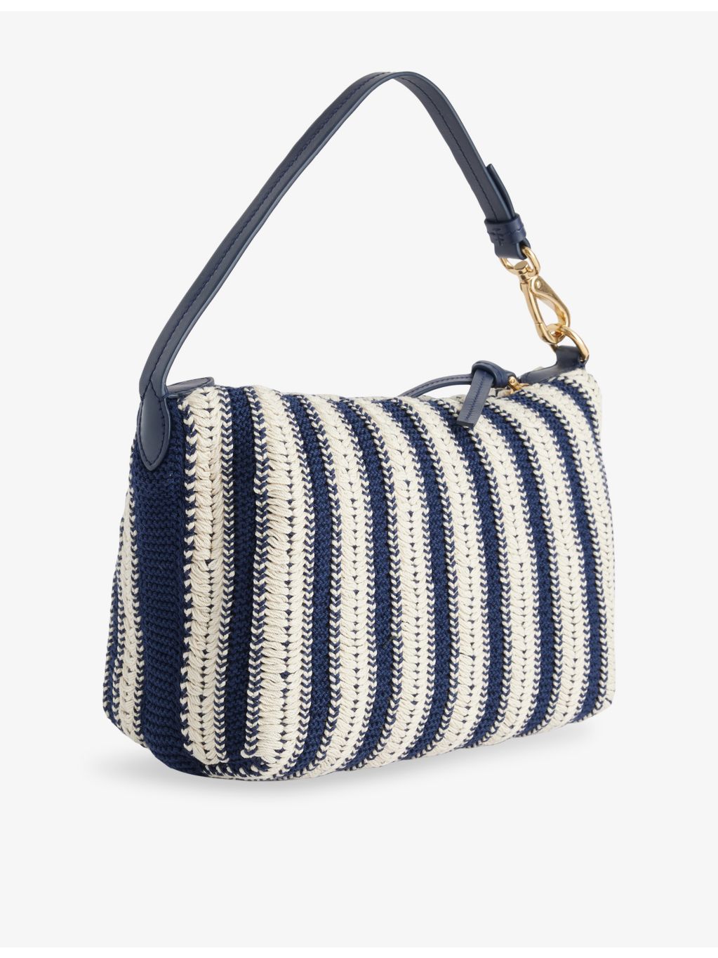 Miu Miu striped cotton crochet handbag with embroidered logo - British product