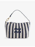 Miu Miu striped cotton crochet handbag with embroidered logo - British product