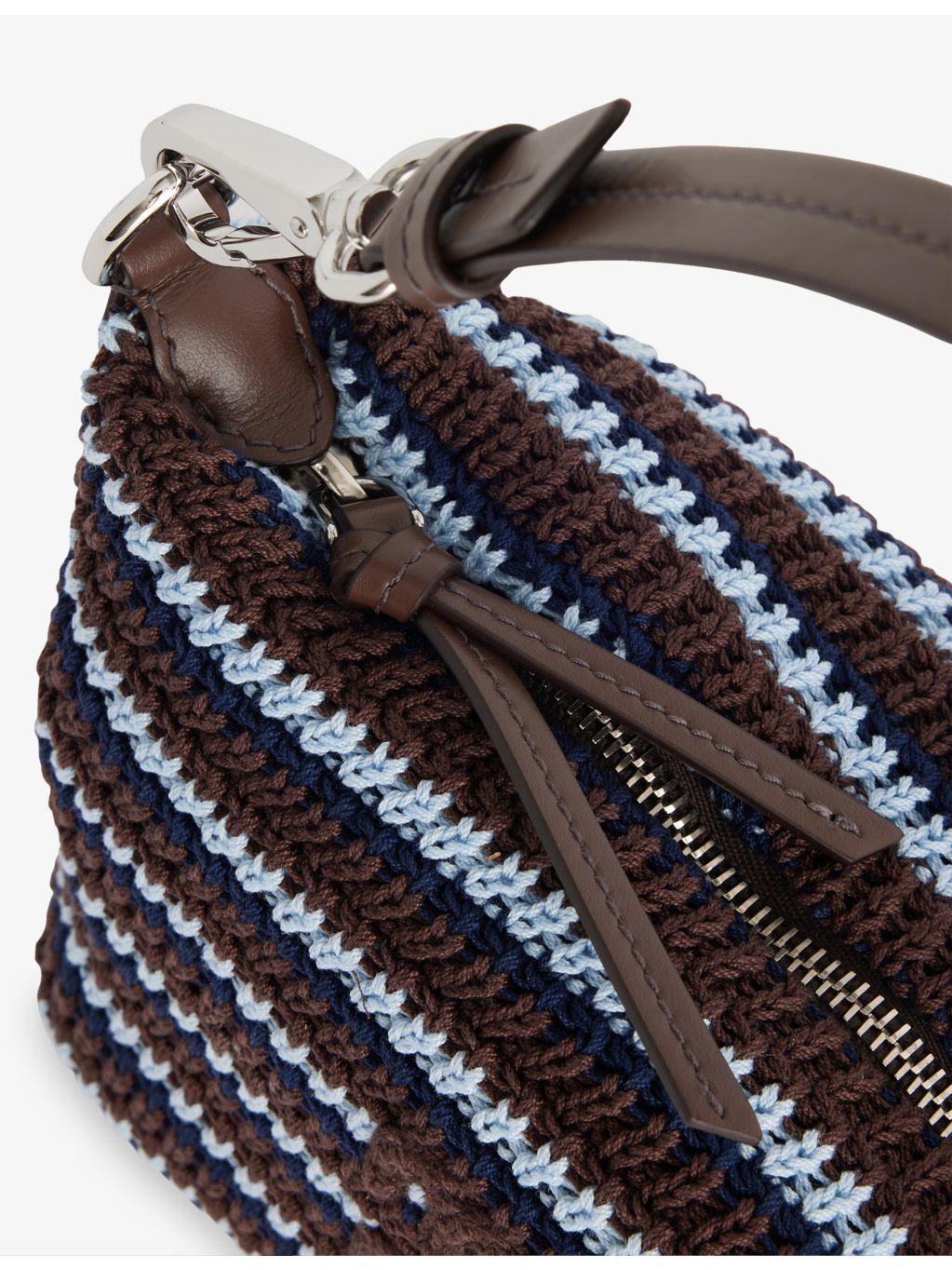 Miu Miu striped embroidered-logo cotton-crochet handbag, UK version