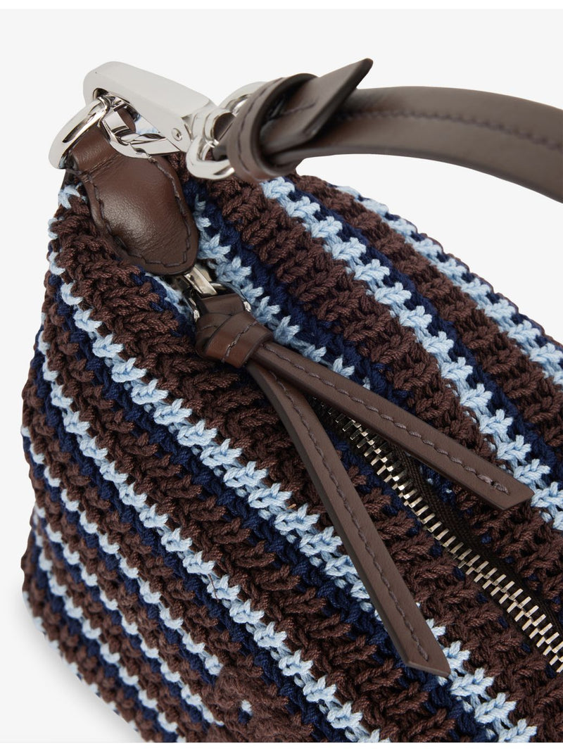 Miu Miu striped embroidered-logo cotton-crochet handbag, UK version