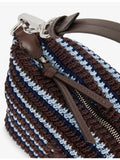 Miu Miu striped embroidered-logo cotton-crochet handbag, UK version
