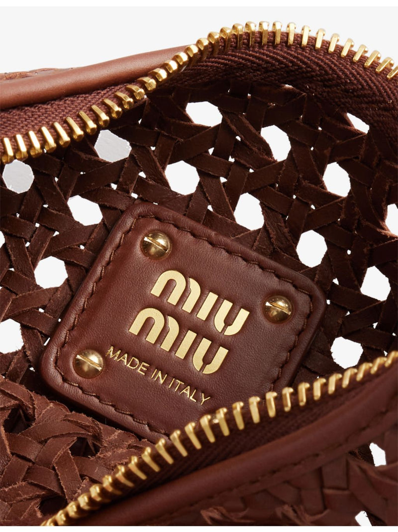 Miu Miu Wander Woven Leather Top-Handle Bag, UK version