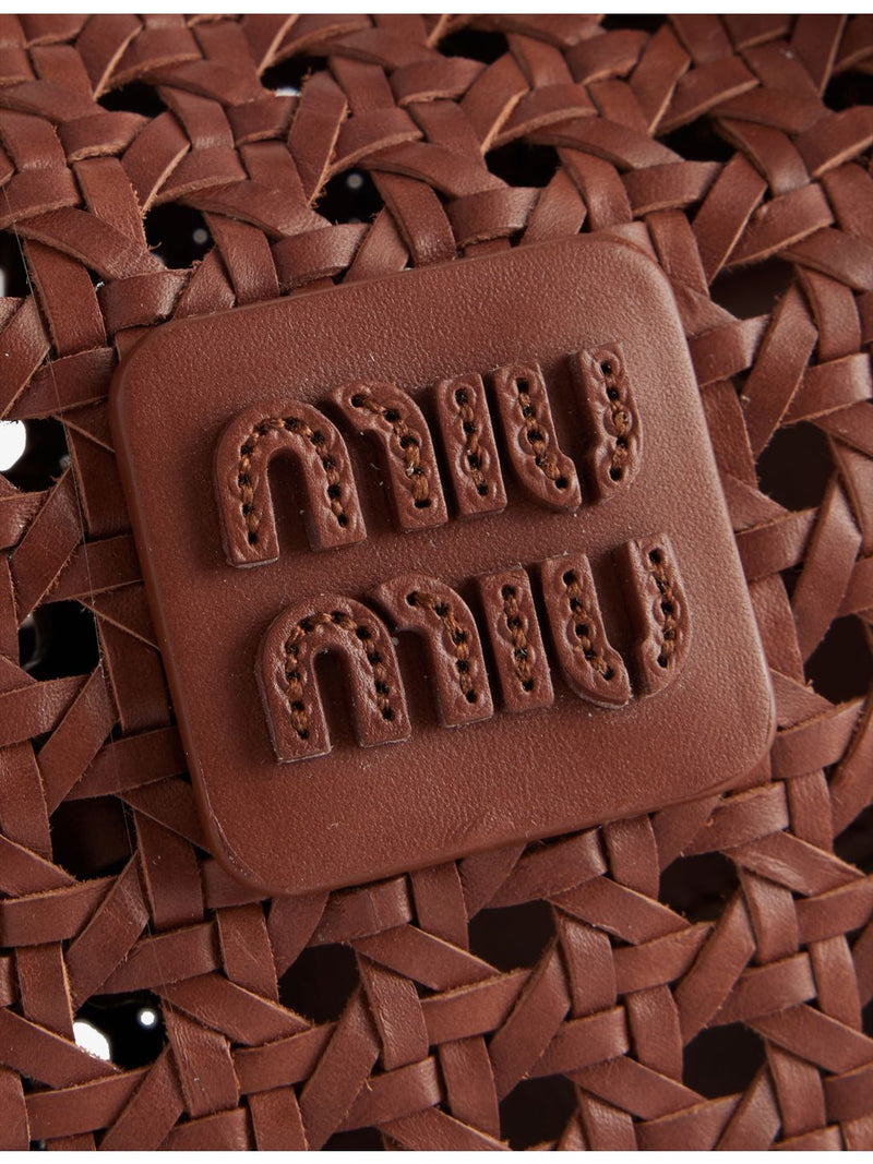 Miu Miu Wander Woven Leather Top-Handle Bag, UK version