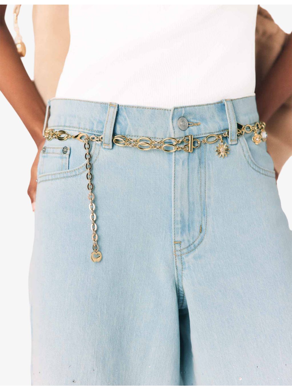Maje charm-embellished metal chain belt, UK version
