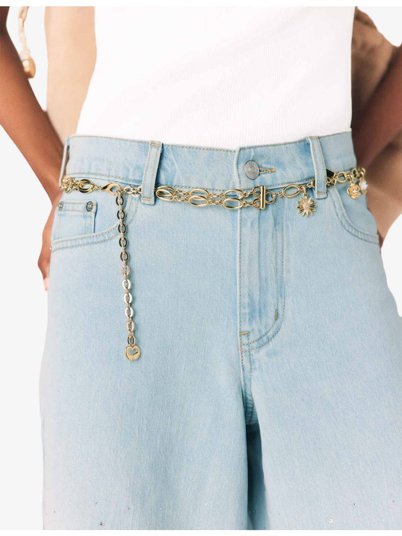 Maje charm-embellished metal chain belt, UK version