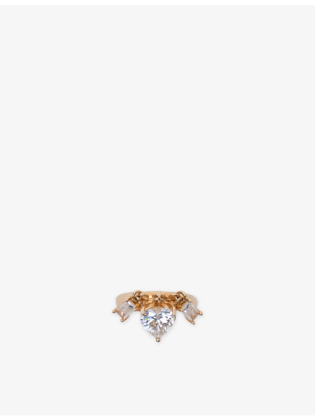 Maje gold-tone brass ring with zirconia charms - British product