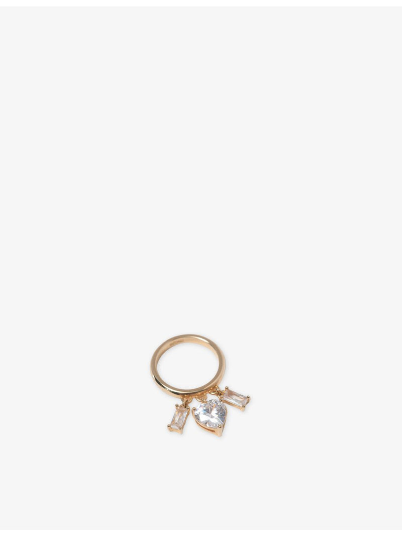 Maje gold-tone brass ring with zirconia charms - British product