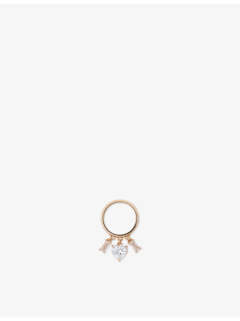 Maje gold-tone brass ring with zirconia charms - British product