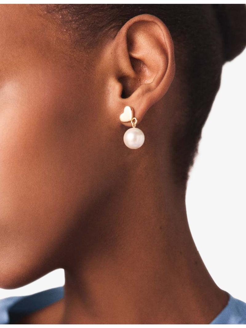 Maje drop earrings heart brass faux-pearl 2.5cm (British brand)