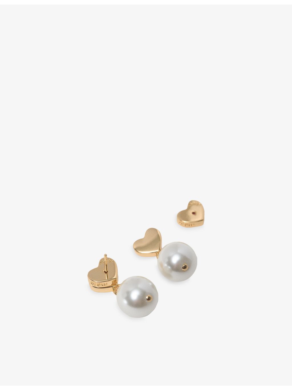 Maje drop earrings heart brass faux-pearl 2.5cm (British brand)
