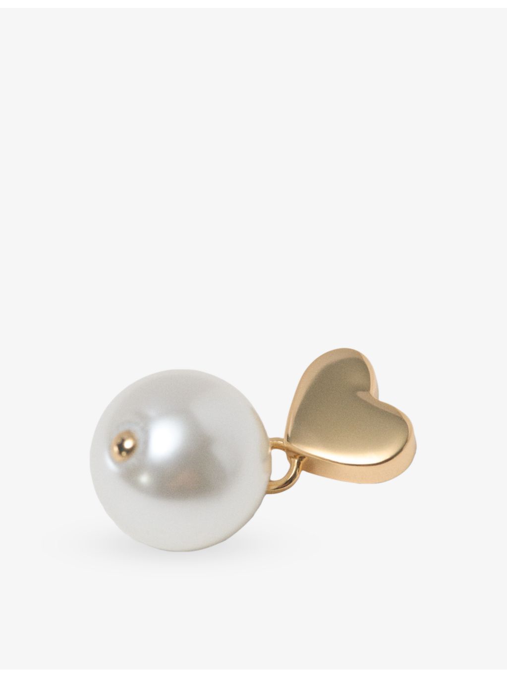 Maje drop earrings heart brass faux-pearl 2.5cm (British brand)