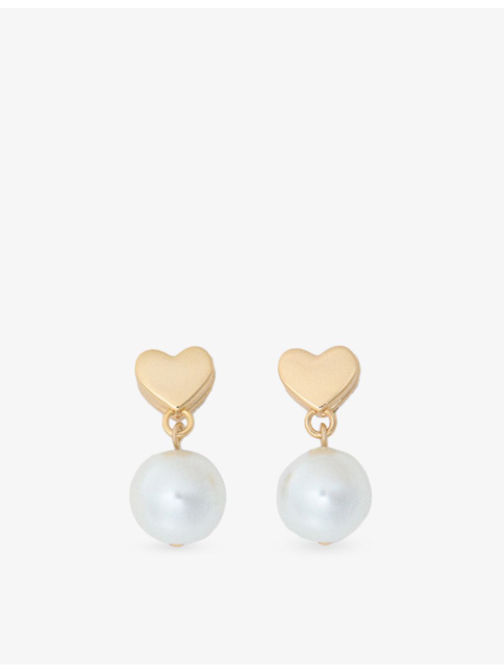 Maje drop earrings heart brass faux-pearl 2.5cm (British brand)