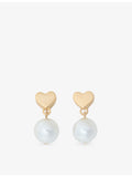 Maje drop earrings heart brass faux-pearl 2.5cm (British brand)