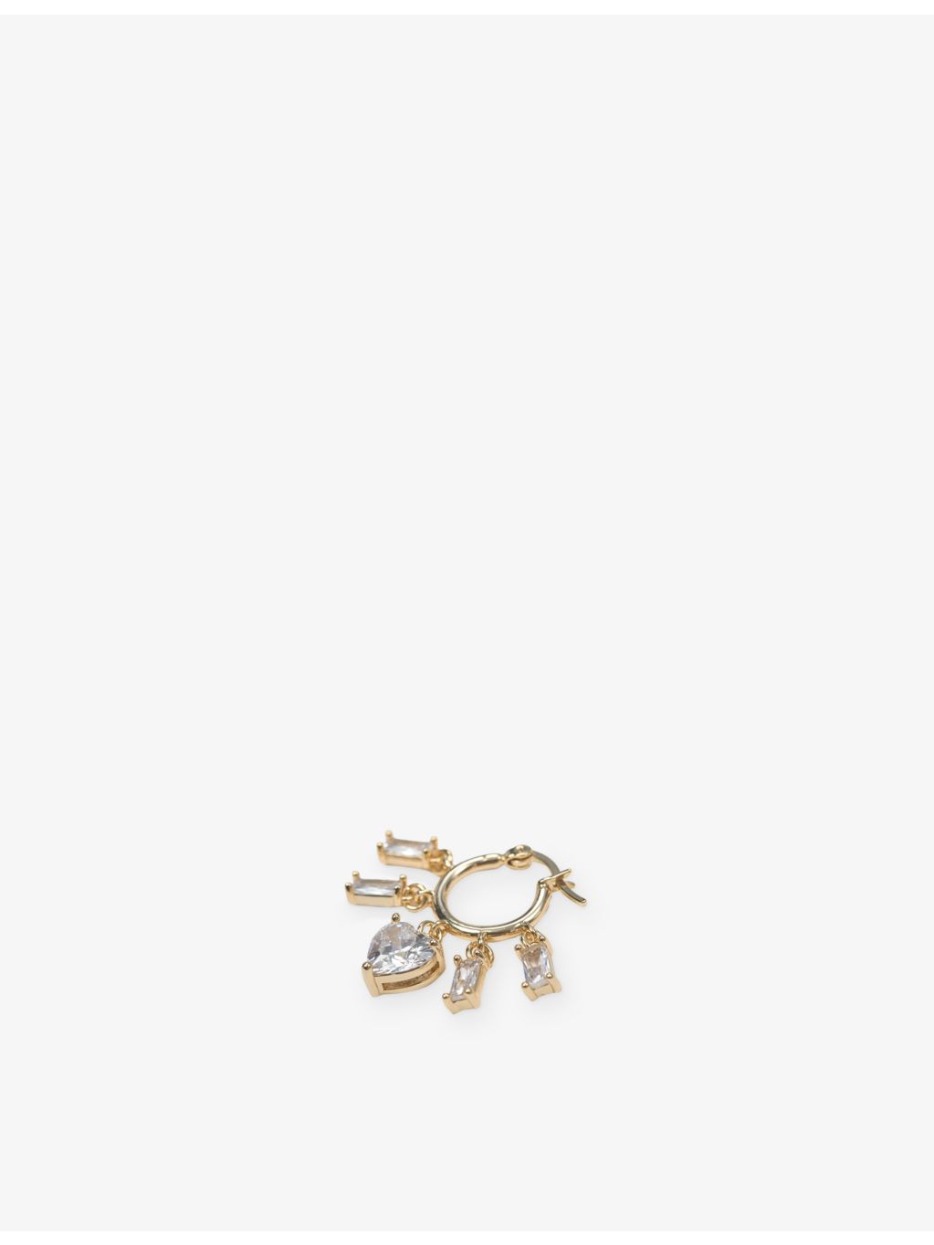 Maje brass and crystal drop hoop earrings with heart charm (British brand)