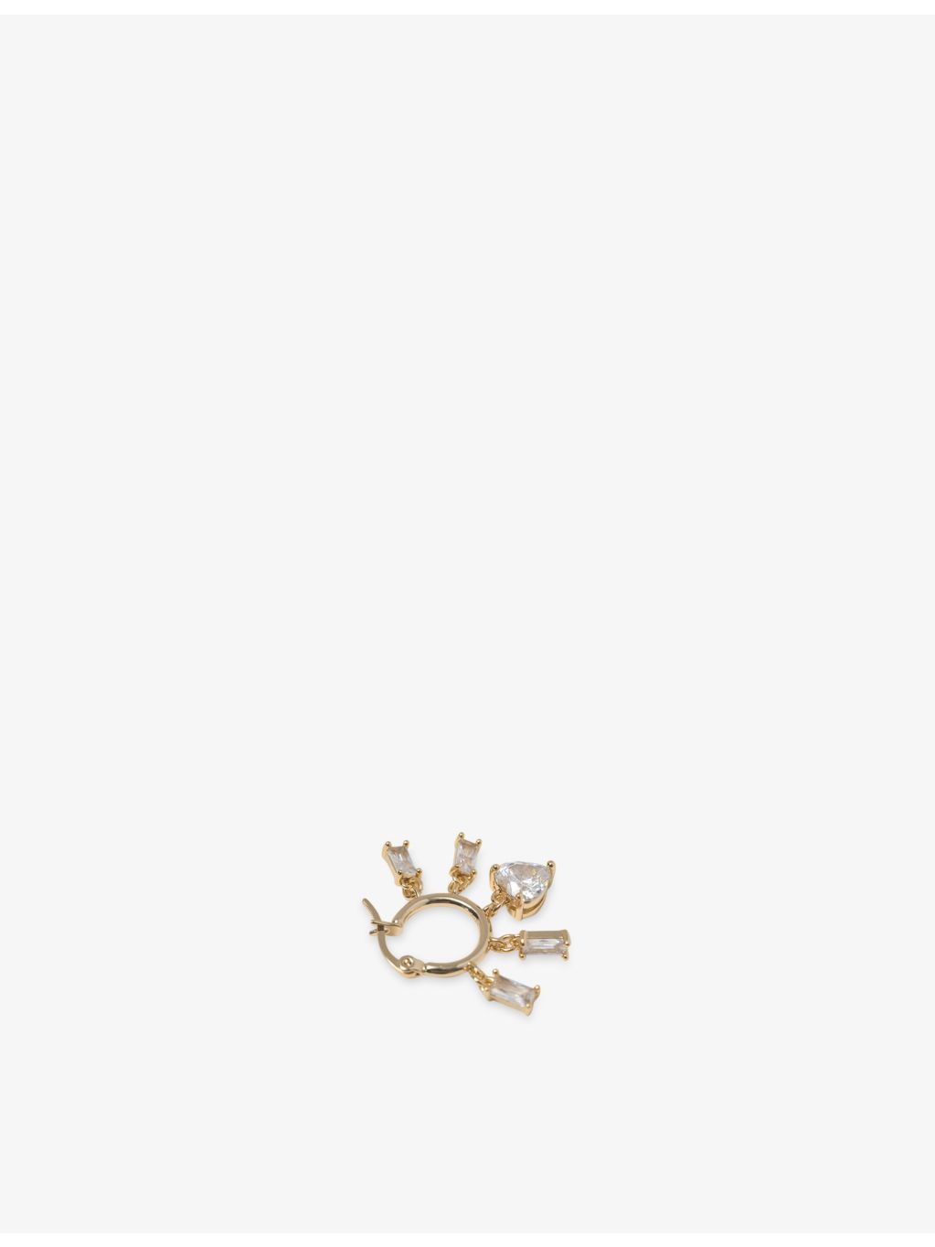 Maje brass and crystal drop hoop earrings with heart charm (British brand)