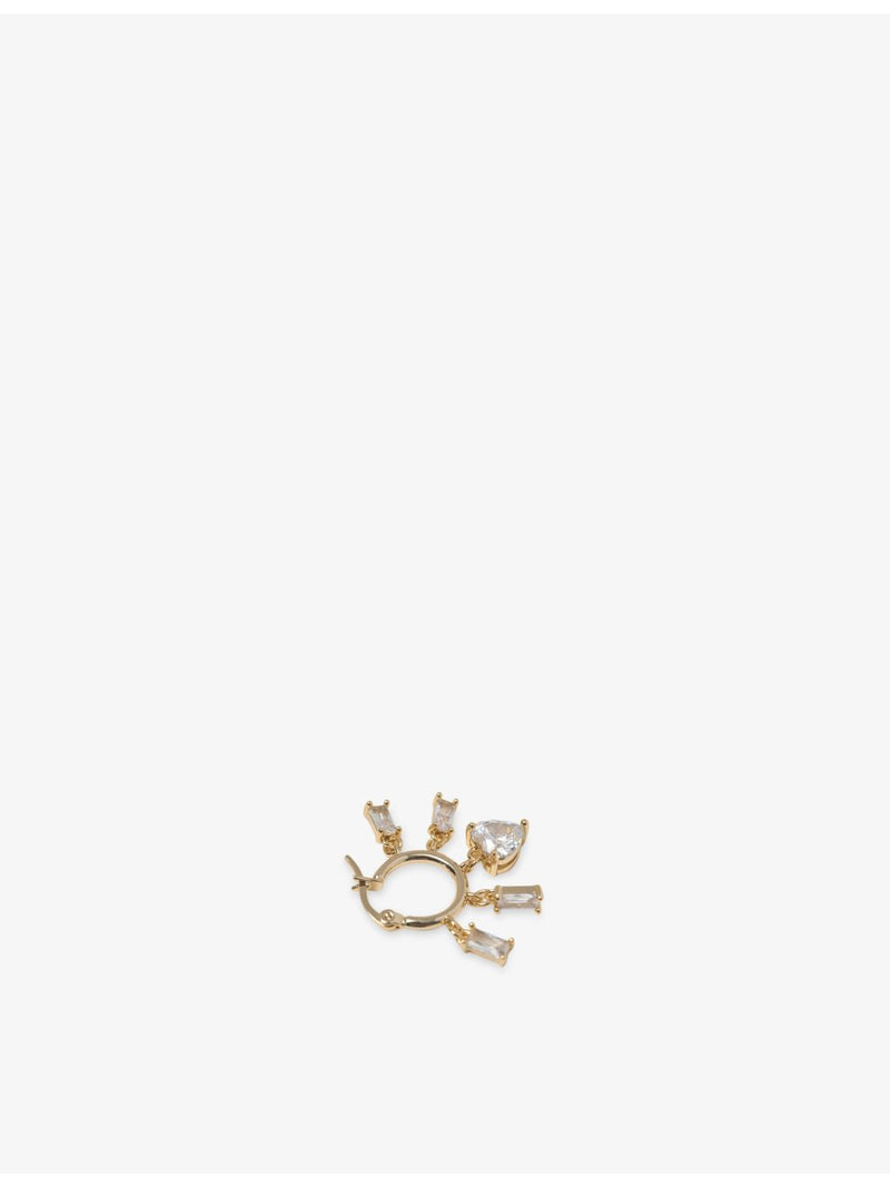 Maje brass and crystal drop hoop earrings with heart charm (British brand)