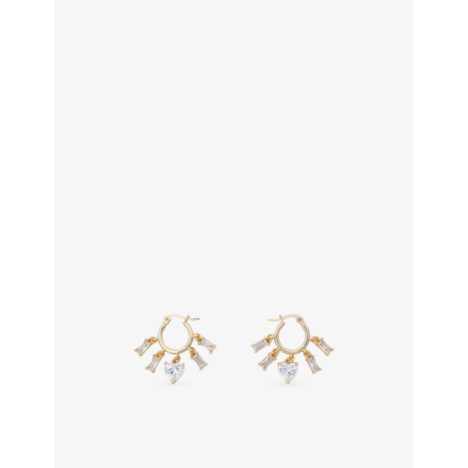 Maje brass and crystal drop hoop earrings with heart charm (British brand)