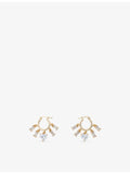 Maje brass and crystal drop hoop earrings with heart charm (British brand)