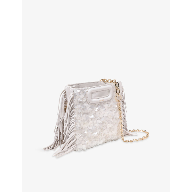 Maje sequinned mini bag with leather handles, imported from the UK