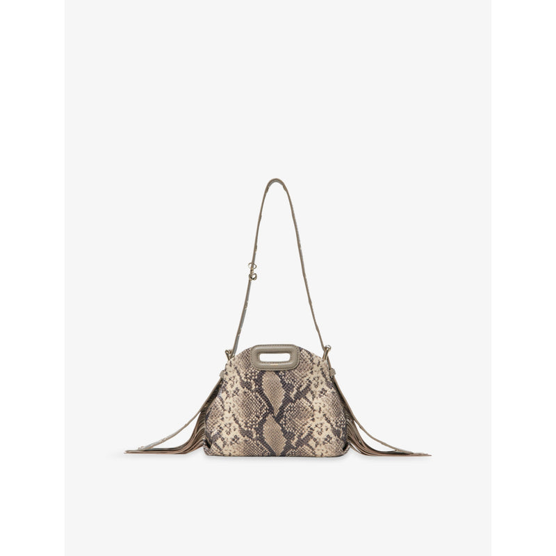 Miss M Mini Snake-Print Leather Shoulder Bag - Brown snake print