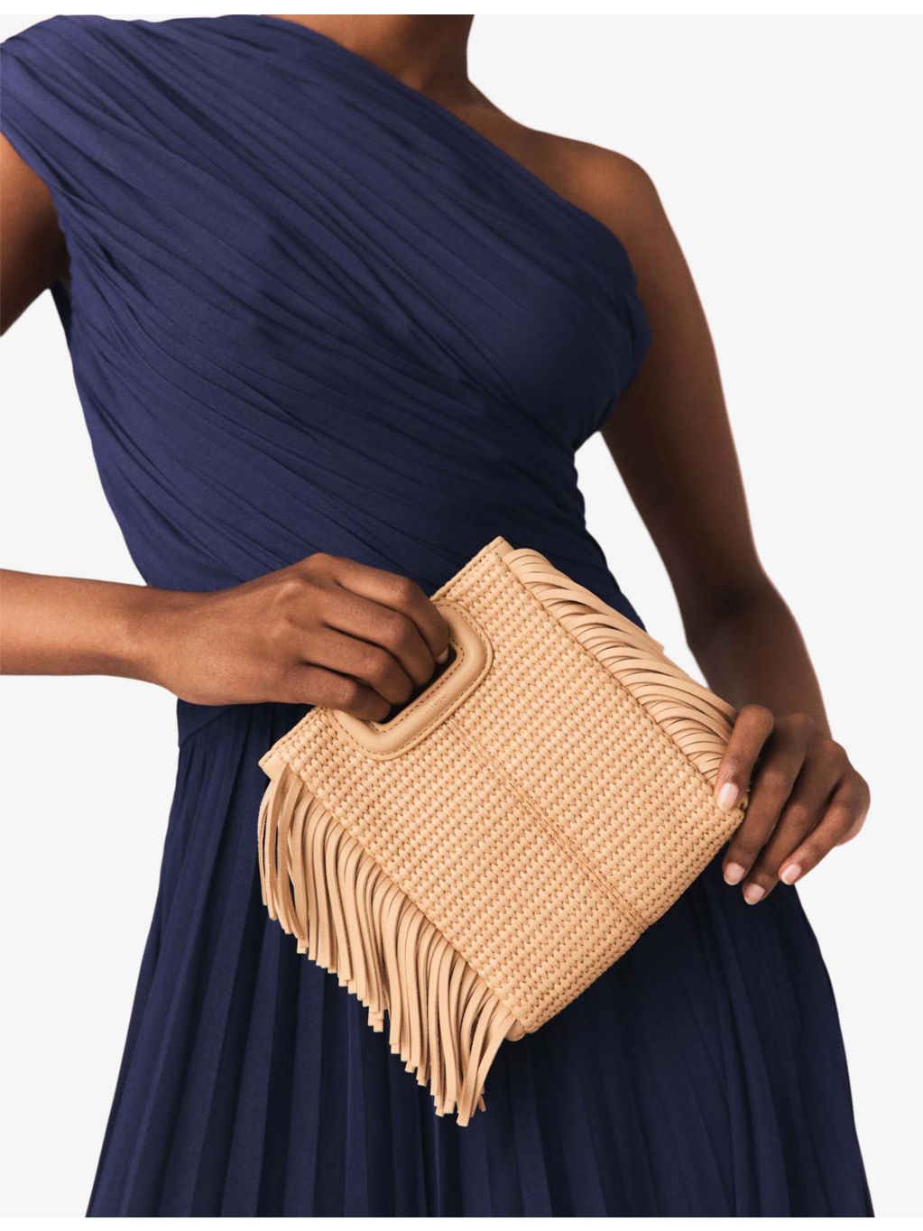 Maje Mini M raffia shoulder bag, UK version
