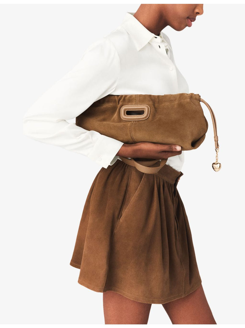 Maje suede shoulder bag 36cm with heart charm, UK version