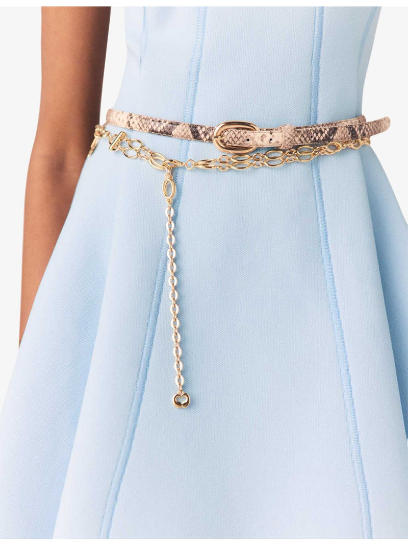 Maje python-effect leather belt with gold-tone buckle, UK version