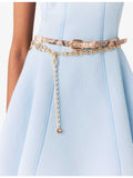 Maje python-effect leather belt with gold-tone buckle, UK version