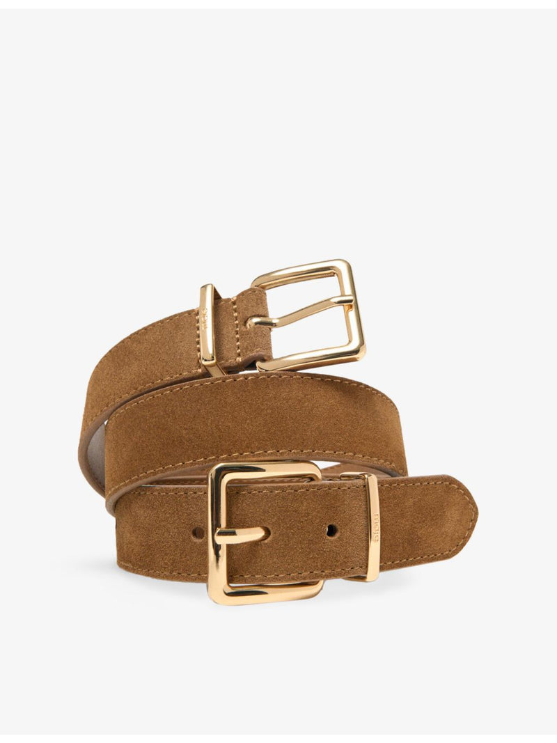 Maje suede belt with double buckle and gold-tone hardware, UK version