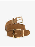 Maje suede belt with double buckle and gold-tone hardware, UK version