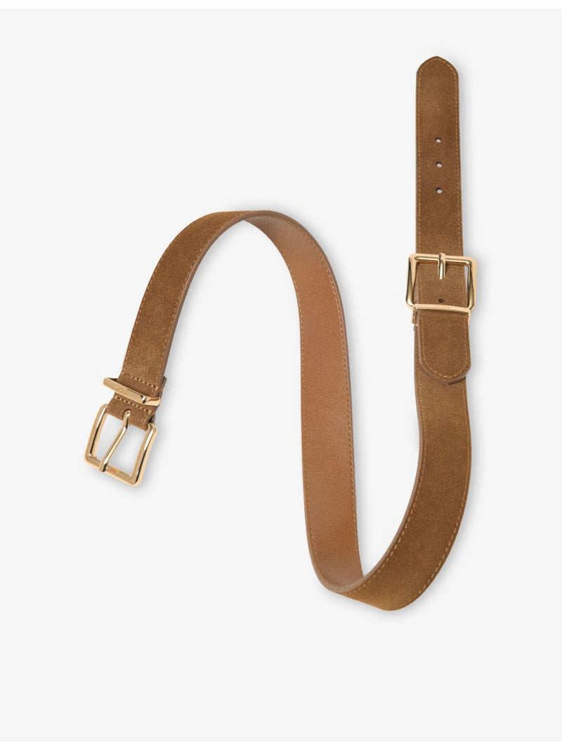 Maje suede belt with double buckle and gold-tone hardware, UK version