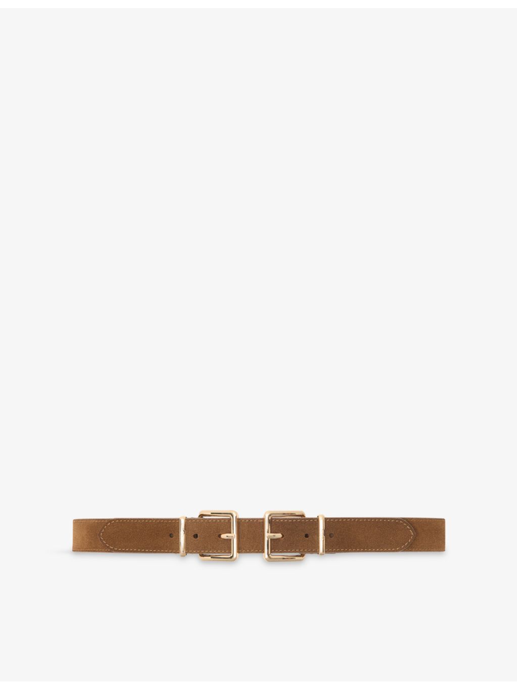 Maje suede belt with double buckle and gold-tone hardware, UK version