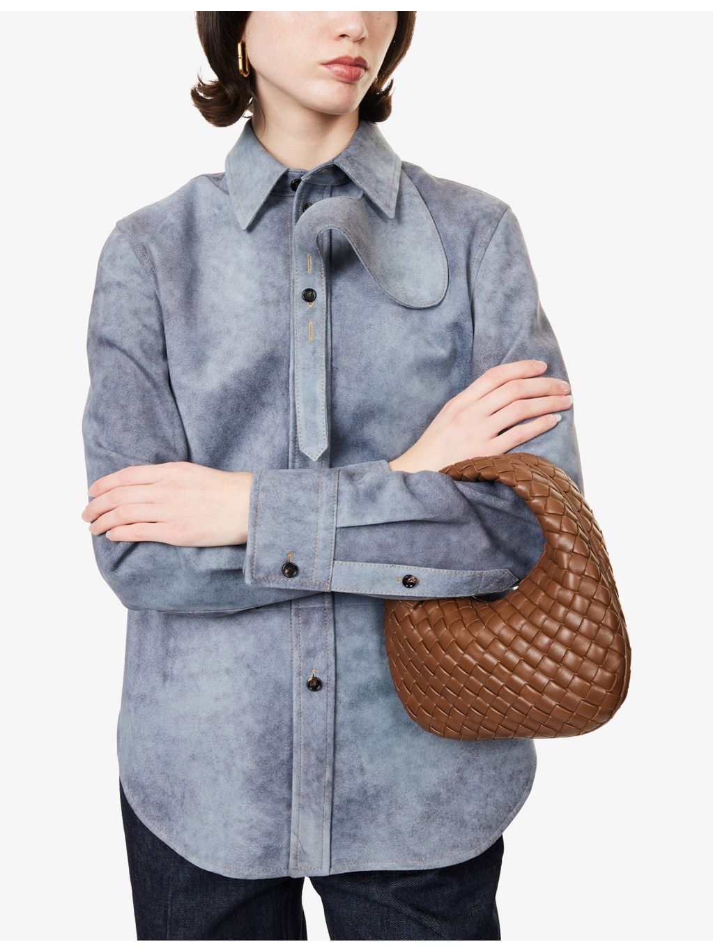 Bottega Veneta lamb leather shoulder bag with intrecciato weave - British product
