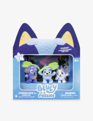 Bluey Fuzzies figure playset Camping Episode three-pack, imported from the UK
