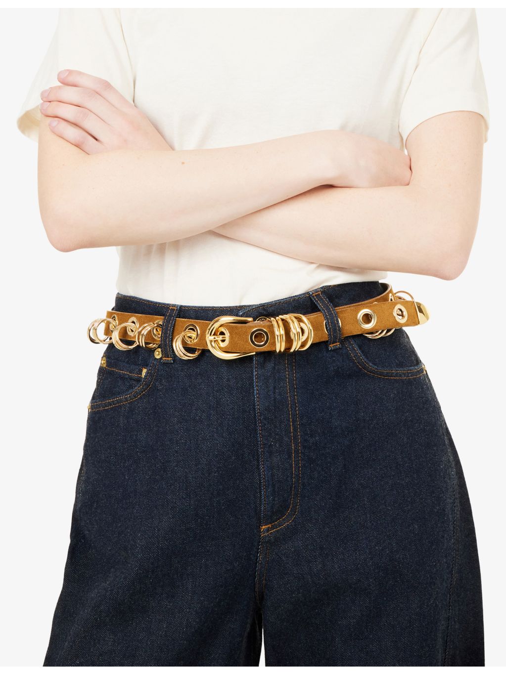 Revenge suede belt with ring details, 2.5cm wide - British product