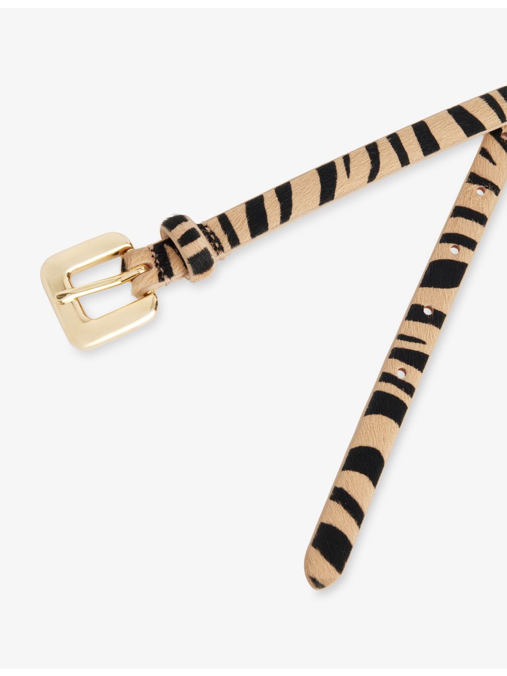 Mara zebra-print leather belt with ponyhair texture - British product