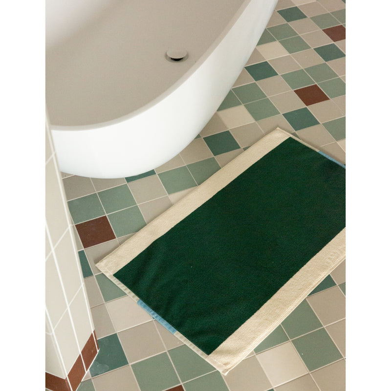 Woven-stripe cotton bath mat 50cm x 80cm - British product