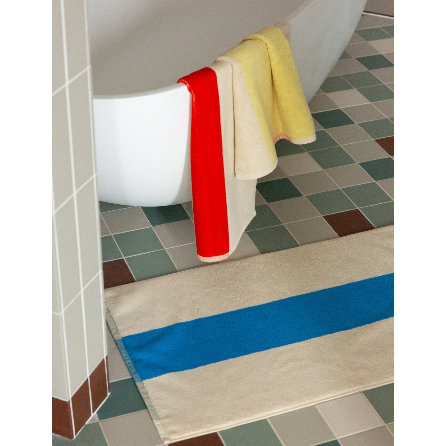 Woven-stripe cotton bath mat 50cm x 80cm - British product