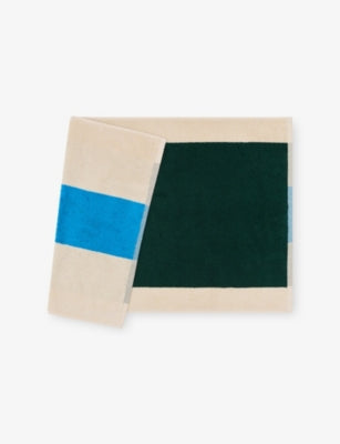 Woven-stripe cotton bath mat 50cm x 80cm - British product